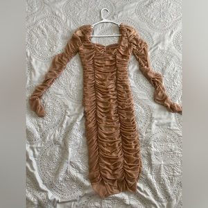 Tan Fashion Nova Party Dress